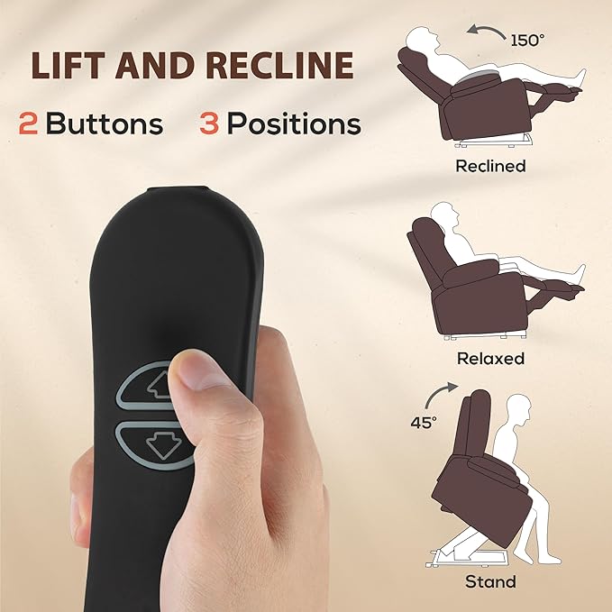 HOMCOM 35" Wide Back Power Lift Recliner Chair for Elderly with Massage and Heat, Electric Lift Chair with Remote Controllers, USB Ports and Side Pockets, Brown