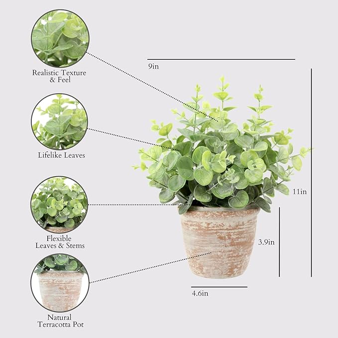CG Hunter Faux Eucalyptus & Citrus Topiary, Set-of-2 Premium Artificial Indoor Plants, Enhances Interior Design, Lifelike-Leaves Create Realistic Natural Appearance, Grey Planter Pot Included