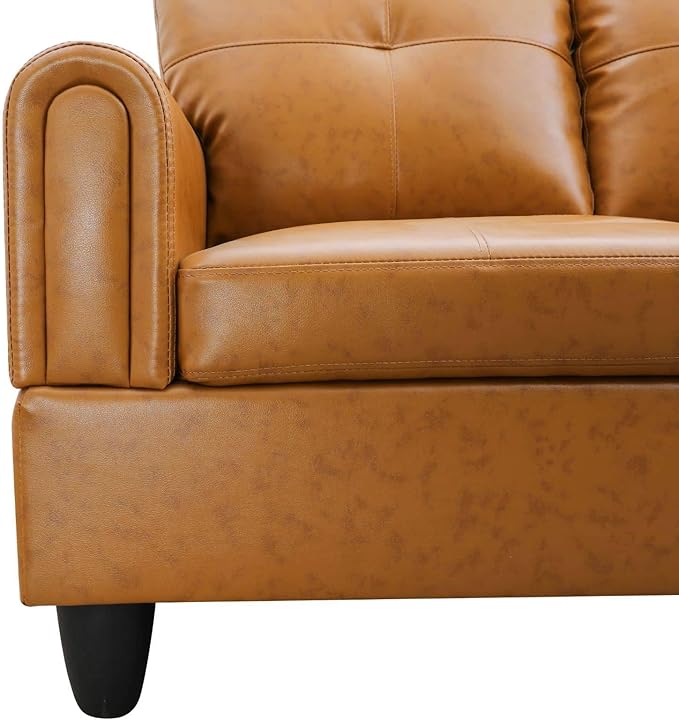 NicBex Sectional Couch 2 Pieces 66.5" L Sofa with Right Chaise Faux Leather L Shaped Cloud Couch for Living Room Furniture Sets with Cushion, Modular Sofa for Living Room & Small Apartment, Ginger