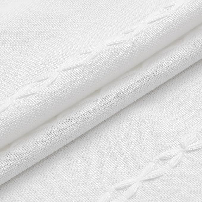 MitoVilla White Boho Farmhouse Small Stall Shower Curtain Set 36 x 72, Half Size Narrow Polyester Linen Fabric Shower Curtains for Farmhouse Bathroom Decor, White