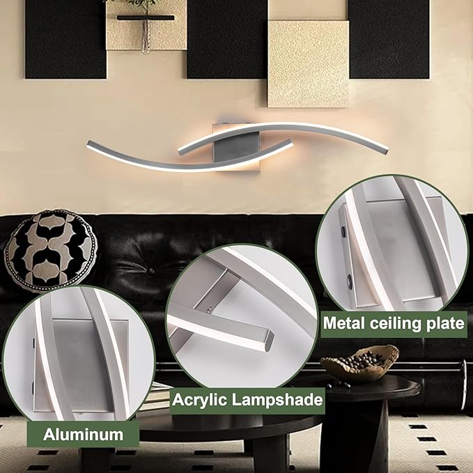 Battery Operated Wall Sconce Set of 2,Brushed Nickel Wall Sconces with Remote Control,3000K-6000K Modern LED Wireless Wall Light for Living Room, Hallway, Bedroom, 39.3 Inch (2 Pack)