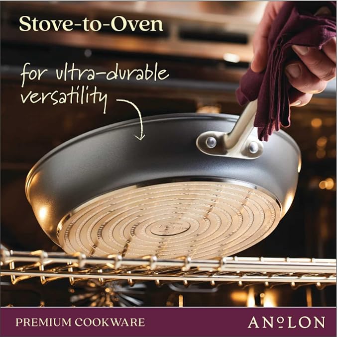 Anolon Accolade Forged Hard Anodized Nonstick Wok / Stir Fry Pan with Lid, 13.5 Inch - Moonstone Gray