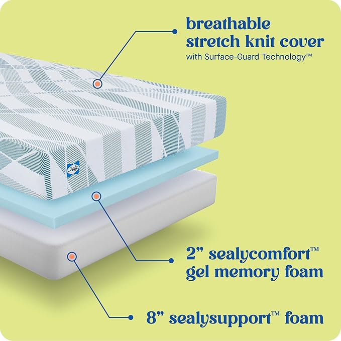 Sealy Dreamlife 10” Foam Mattress-in-a-Box, King, SealyComfort Gel Memory Foam, Surface-Guard Technology, 10 Year Limited Warranty, Made in The USA