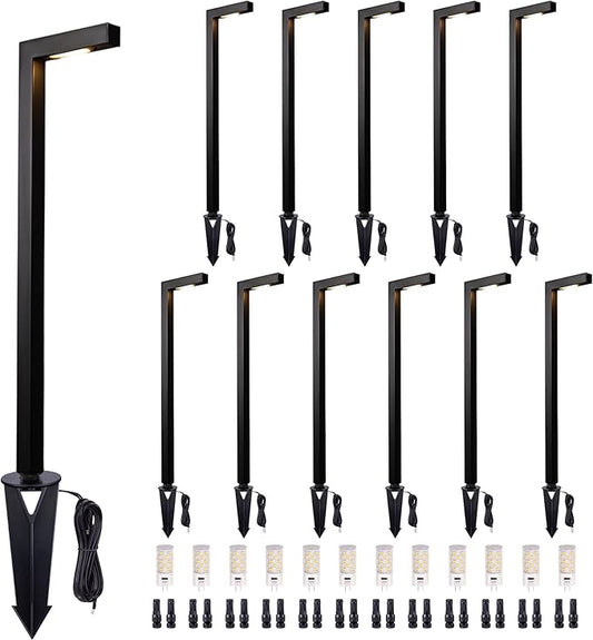 Solid Cast Brass Pathway Light, 3 Color Temp Selectable 12v Landscape Pathlights Outdoor Waterproof, Electric Walkway Lights Wired, Antique Bronze Garden Decorations with G4 Bulb (12 Pack)