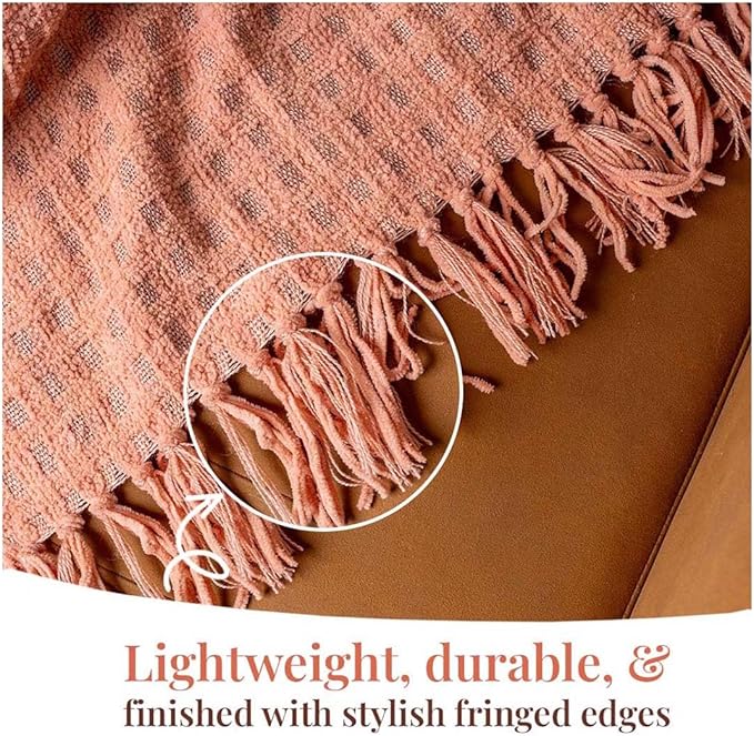 Folkulture Throw Blanket | (60 x 50) Chunky Knit Blanket for Bed, Couch | Boho Chenille White Thick Knitted Throw Blanket | Ultra Soft, Plush, Lightweight, Machine Wash, Giftable Throws