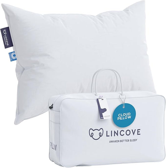 Lincove Cloud Natural Canadian Down Pillow, White Luxury Sleeping Pillow - 625 Fill Power, 500 Thread Count Cotton Shell, Made in Canada, King - Soft, 1 Pack