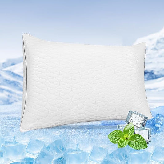 Cooling Pillows Queen Size Set of 2, Shredded Memory Foam Pillows, Firm Pillow Adjustable Cooling Bed Pillows for Hot, Side, Back and Stomach Sleepers, Queen
