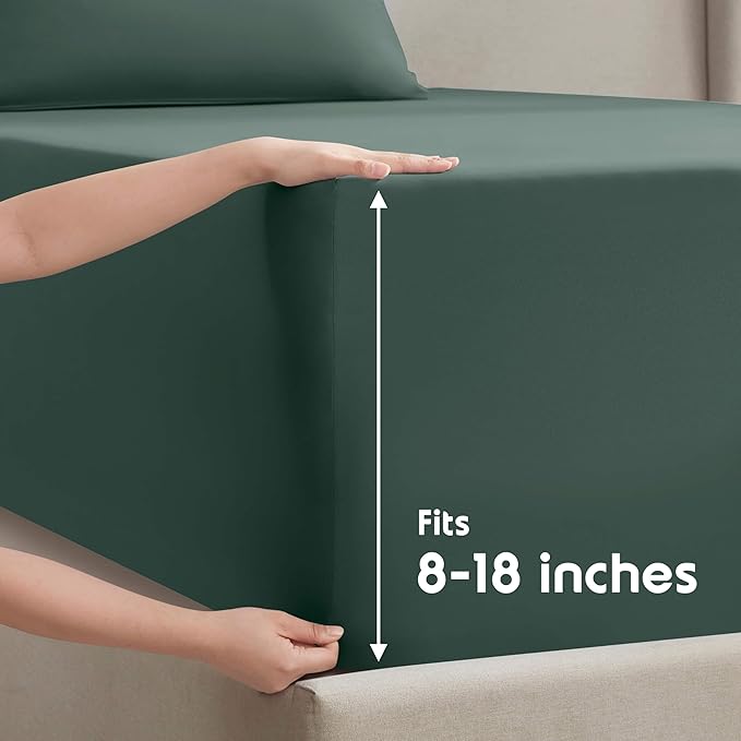 Nestl Full XL Sheet Set - Luxury 1800 Ultra-Soft Microfiber Full Extra Long Bed Sheets - Double Brushed - Deep Pockets - Easy Fit - 4 Piece Set - Bedding Sheets & Pillowcases (Full XL, Forest Green)