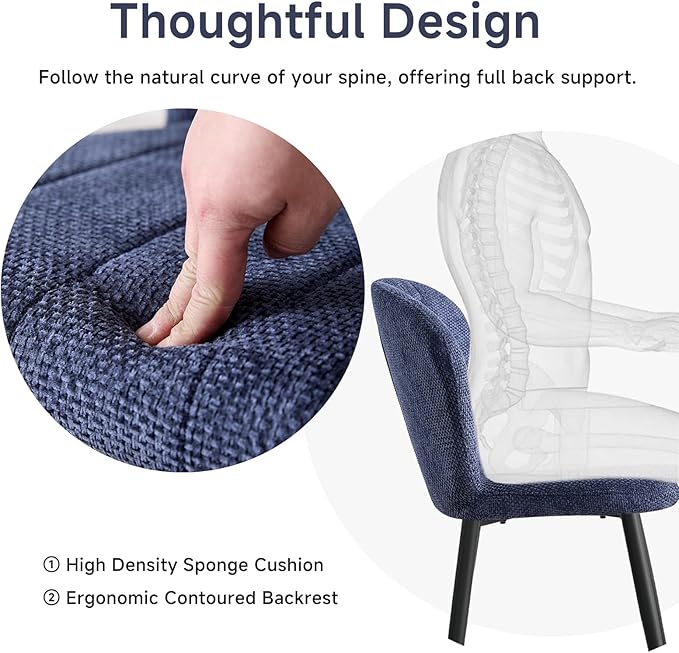 47" Round Dining Room Table Set for 4, [Fanned Base] [1.38" Thick Top] Wood Kitchen Table with 4 Chenille Dining Chairs