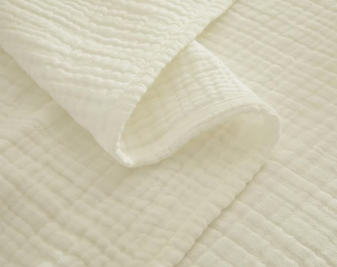 100% Cotton Muslin Throw XL Blanket (50" x 70") – A Luxuriously Soft, 4-Layer Lightweight and Breathable Gauze Blanket, Perfect for Year-Round use on beds, couches (Ivory, Throw XL)