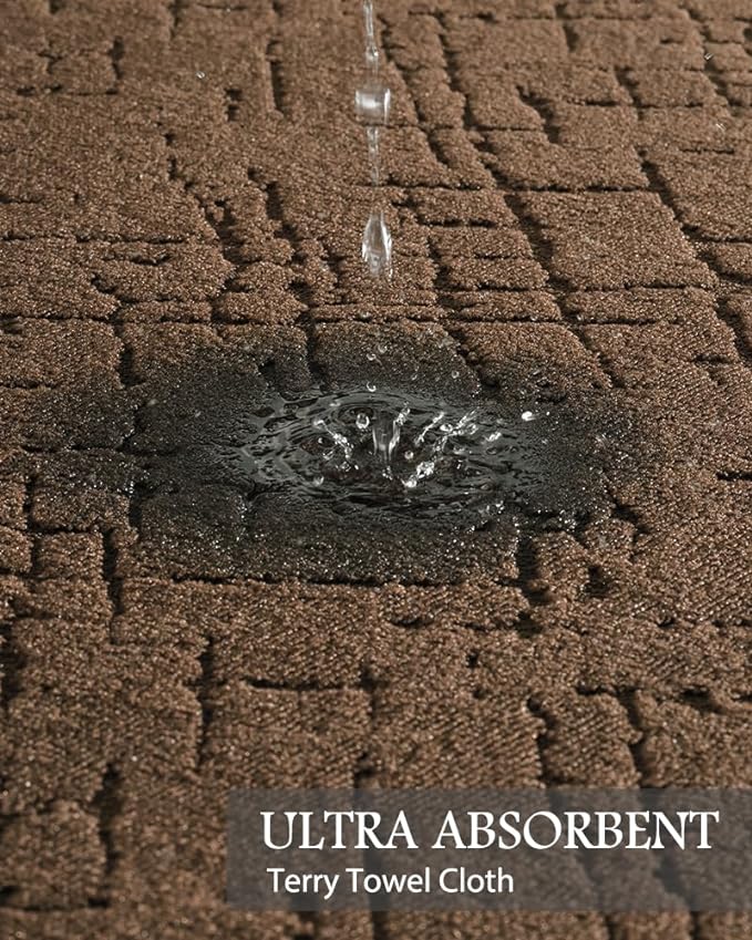 AMOAMI-Bath Mat-Absorbent Quick Dry Bathroom Floor Mats-Washable Rubber Backing Bath Mats for Bathroom Rugs Fit Under Door-Bath Rug for in Front of Sink Bathtub Shower Room, Chocolate 24''x70''