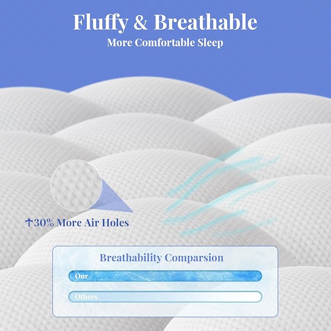 OhGeni 4 inch Dual Layer King Mattress Topper, 2 inch Gel Memory Foam, 2 inch Down Alternative Pillow Top Pad, Mattresses Cover for Bed, Medium Support, Fits 6”-19” Deep Pocket