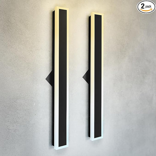 ASD LED 36" Long Wall Mount Light Fixture, Outdoor & Indoor Linear Sconce | 3CCT, Dimmable, Waterproof, Anti-Rust, ETL Listed | 30W 2500LM 3000-5000K 100-277V | Exterior Porch Lighting | Black, 2 Pack