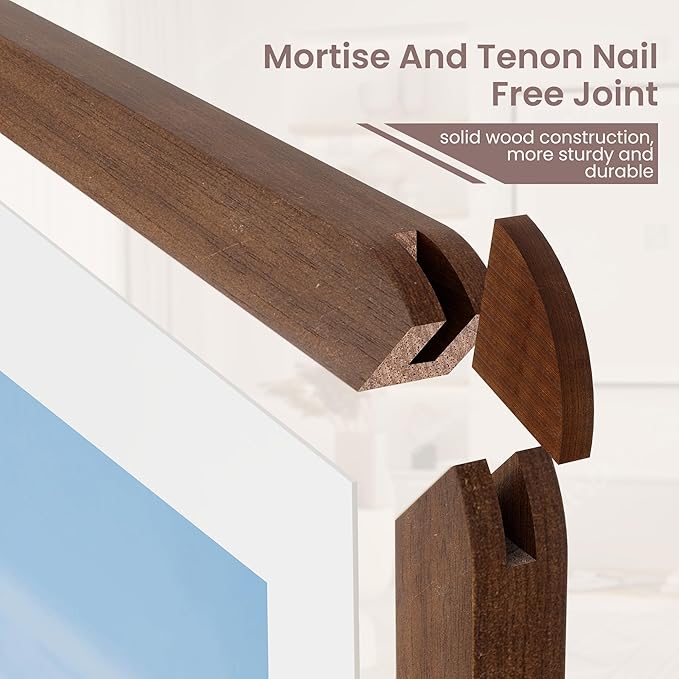 27x40 inch Poster Frame - Solid Walnut Wood 27 x 40 Poster Frame, Movie Poster Frame 27x40 With Mat For 24x36, Tempered Glass and Hanging Hardware Included, 27x40 Frame Wood, Natural Walnut