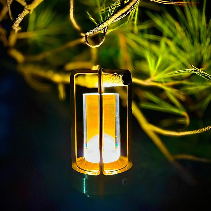 Portable Metal Table Lamp, 4000 mAh Outdoor Table Lights Rechargeable, 3 Color Stepless Dimmable Battery Operated Lamp for Patio, Camping, Bar Samll Desk Lamp for Indoor/ Outdoor (Black)