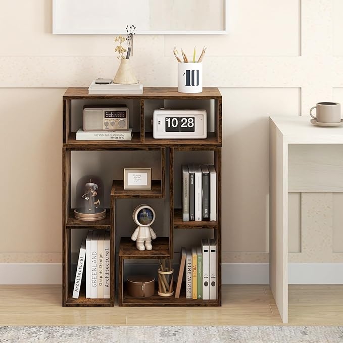 Giantex Free-Combination TV Stand for Bedroom - Entertainment Center for 50 55 60 65 Inch TV, 3-Piece Media Console Table with Storage Cubes, Deformable Open Storage Bookcase Shelf (Brown)