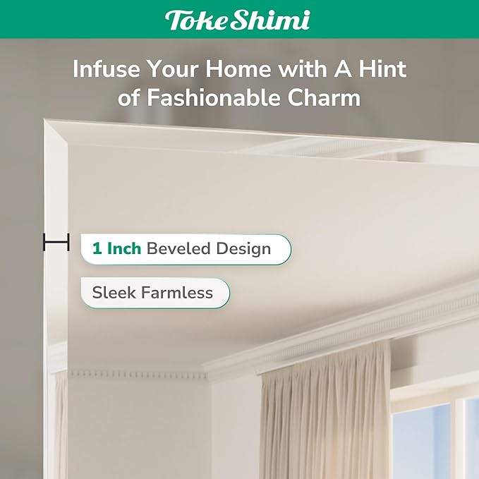 TokeShimi 40x30 Frameless Mirror Bathroom Rectangle, Bathroom Vanity Mirror Beveled with 1" Beveled Edge, Shatterproof Farmhouse Mirrored Wall Mounted for Living Room, Entryway, Restroom