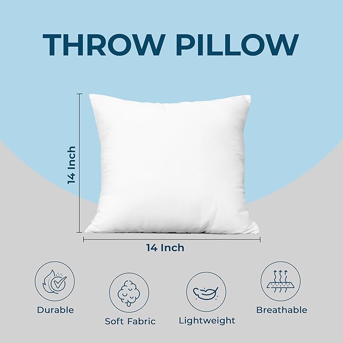 Utopia Bedding Throw Pillows (Set of 4, White), 14 x 14 Inches Pillows for Sofa, Bed and Couch Decorative Stuffer Pillow