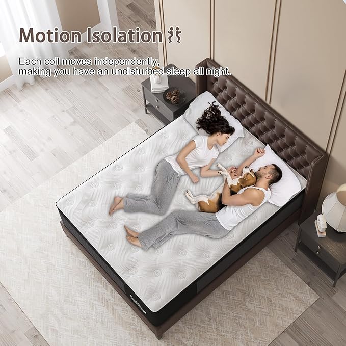 Twin Mattress, 10 Inch Hybrid Mattresses Eurotop with Gel Memory Foam,Motion Isolation Individually Wrapped Pocket Coils Breathable Comfort Soft Pressure Relief