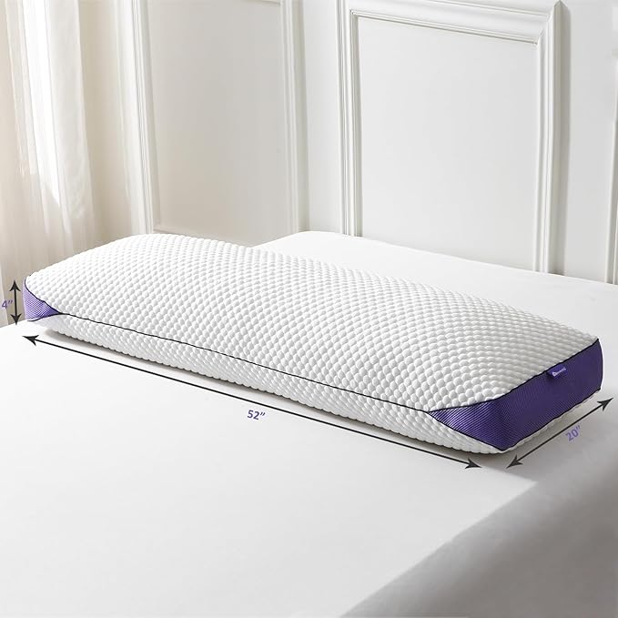 HOMELAB Adjustable Shredded Memory Foam Body Pillow, Cooling Bed Pillow for Sleeping with Removable Cover, Medium Pillow for Side Stomach & Back Sleepers, 1 Pack 20"x52"