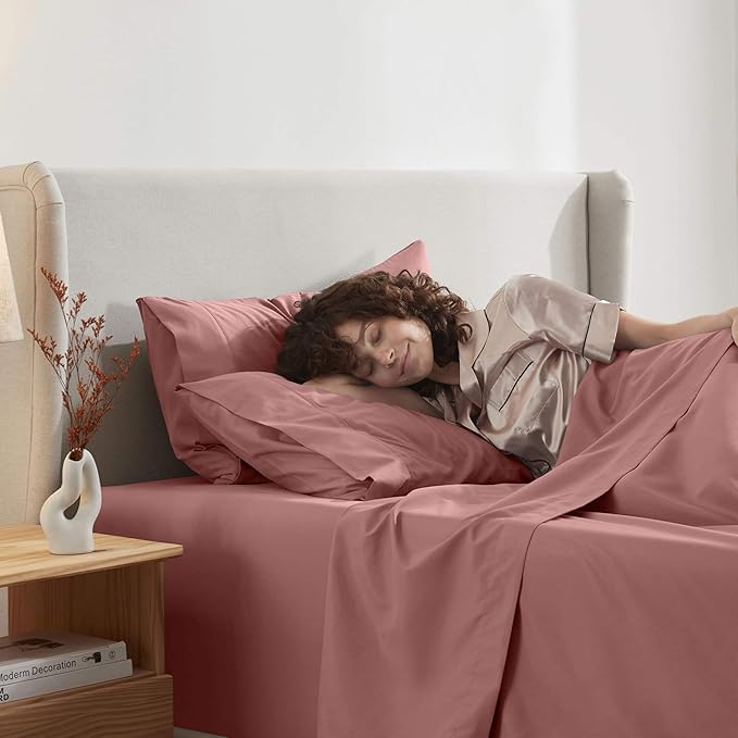 Nestl Twin XL Sheet Set - College Dorm Size - Luxury 1800 Ultra-Soft Microfiber Twin Extra Long Bed Sheets - Deep Pockets - Easy Fit - Extra Soft - 3 Piece Set (Twin XL, Pink Clay)