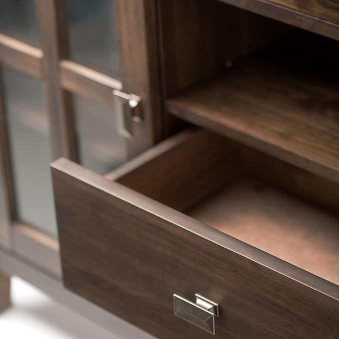 SIMPLIHOME Artisan SOLID WOOD 53 Inch Wide Transitional TV Media Stand in Natural Aged Brown for TVs up to 60 Inches, For the Living Room and Entertainment Center