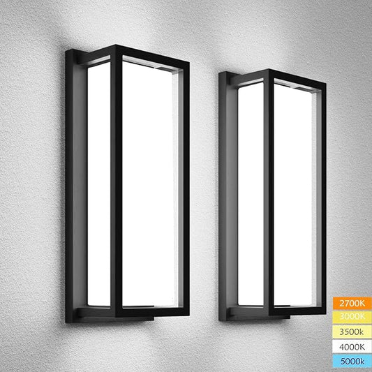 Dimmable LED Outdoor Wall Sconce, Modern Porch Lights 2700K 3000K 3500K 4000K 5000K 5 Colors Changeable,1400 Lumens Exterior Up Down Outdoor Wall Lights for House,Garage Door 2 Pack