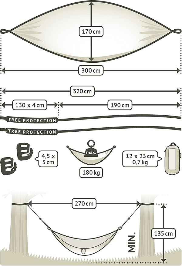 LA SIESTA Colibri 3.0 Outdoor Hammock & Tree Straps - Portable Camping Hammock for Hiking, Travel, and Backpacking - Breathable Nylon Single Person Hammock, Sunrise