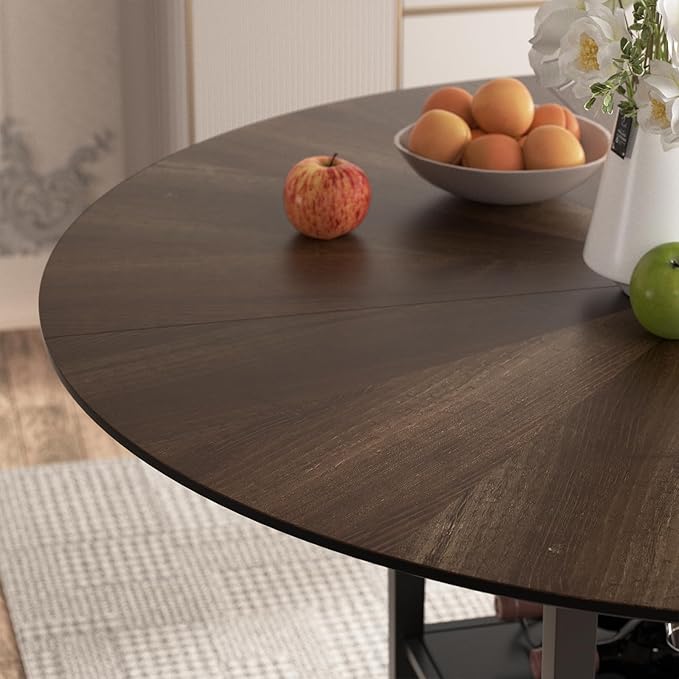 VFK 47 Inch Round Dining Table Set, Modern Wood Dining Table with Double Storage Rack, 2 Person Dining Table and Chair Set for Kitchen, Dining Room, Living Room