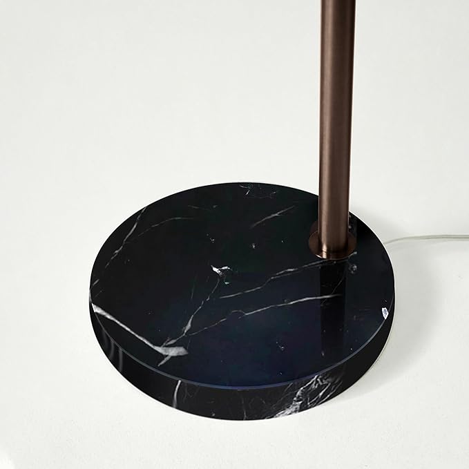 Brightech Mason Arc Floor Lamp - Modern Corner Standing Lamp with Unique Hanging Drum Lamp Shade for Living Room - Bright Overhead, Curved Hanging Light for Bedroom. Library, Den - Bronze