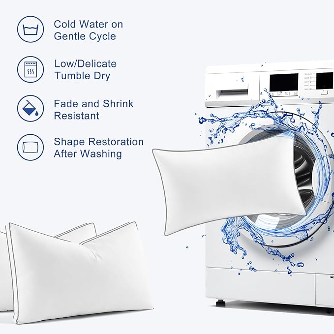 Premium Pillows King Size Set of 2, Fluffy and Supportive 7D Down Alternative Bed Pillows, Luxury Soft Hotel Quality Gusseted Pillow for Side Back Stomach Sleepers, Relief Neck Head and Shoulder Pain