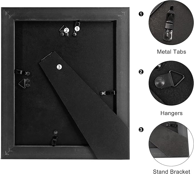 GraduationMall 8x10 Picture Frames, Real Glass, Display Photos for Wall or Tabletop, Black with Silver Beads, 2-Pack