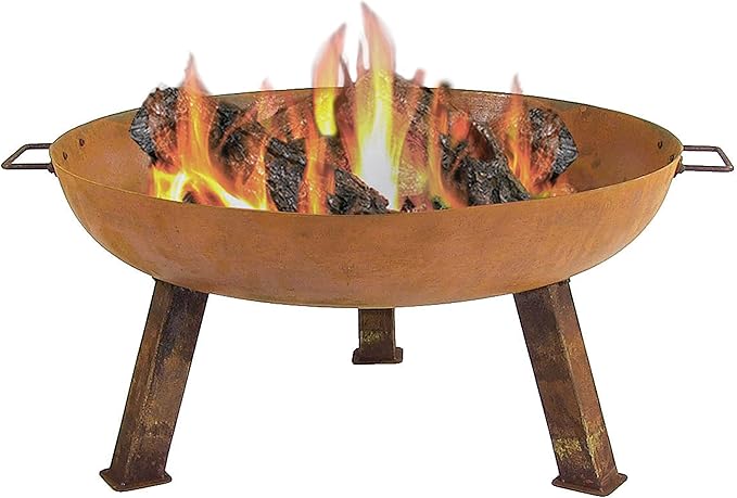 Sunnydaze 30-Inch Cast Iron Heavy-Duty Fire Pit for Outside - Wood-Burning Outdoor Fire Pit Bowl with Handles - Oxidized Finish