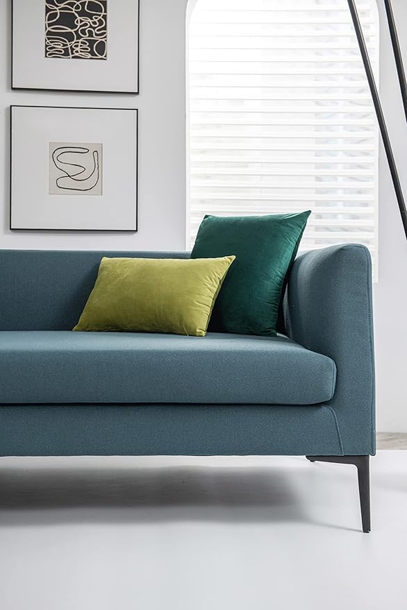 DEZENE Decorative Pillow Covers 18x18 Green: 2 Pack Cozy Soft Velvet Square Throw Pillow Cases for Farmhouse Home Decor