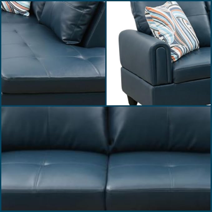 L Shaped Couch, Modular Sectional Sofa with Chaise, Modern Modular Sofas Furniture Sofa Couches for Living Room/Apartment/Office/Bedroom, Dark Grey Blue