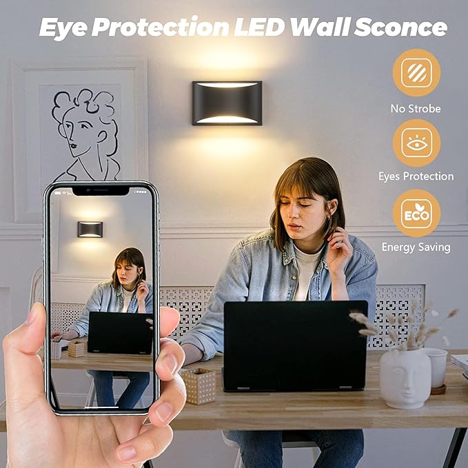 Aipsun 4 Pack Black Modern LED Wall Sconce Hardwired Indoor Wall Lights Up and Down Wall Mount Light for Living Room Bedroom Hallway Corridor Conservatory Warm White 3000K(with G9 Bulbs)