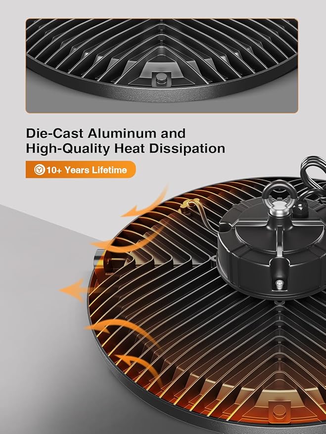 High Bay LED Shop Lights, 1 Pack, 150W, 5000K, 22500LM, UFO LED High Bay Light with 5' Cable(Eqv.600w Mh/Hps/Hid) Shop Lights for Garage Factory Workshop Warehouse Barn