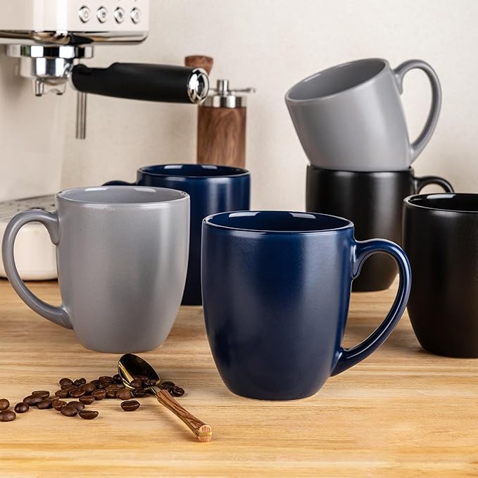 GBHOME 16oz Coffee Mugs Set of 6, Large Ceramic Coffee Mugs for Man, Woman, Dad, Mom, Modern Coffee Mugs Set with handle for Tea/Latte/Cappuccino/Milk/Cocoa. Dishwasher&Microwave Safe,Multi-Color