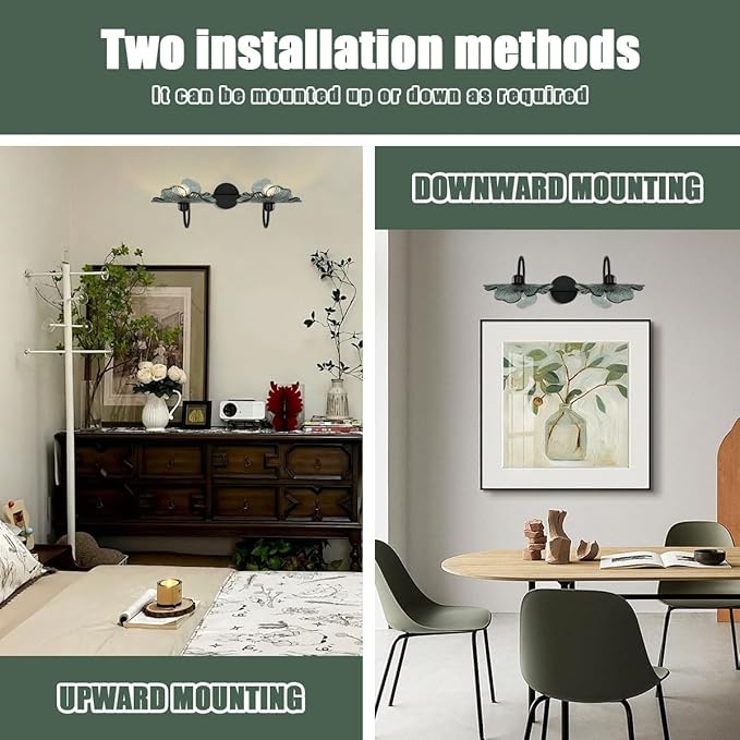 Black Wall Sconce 2 Light Bathroom Vanity Light Over Mirror, Modern Wall Light Fixture with Dark Glass Shade mid Century Wall Sconce Bedroom Wall sconces for Bedroom Hallway Living Room