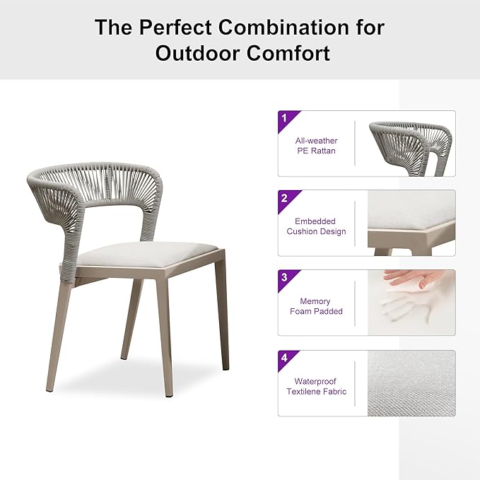 PURPLE LEAF 13 Pieces Outdoor Dining Set Patio Table and Chairs Set Aluminum Rattan Wicker Patio Furniture Set for Lawn Porch Deck Champagne