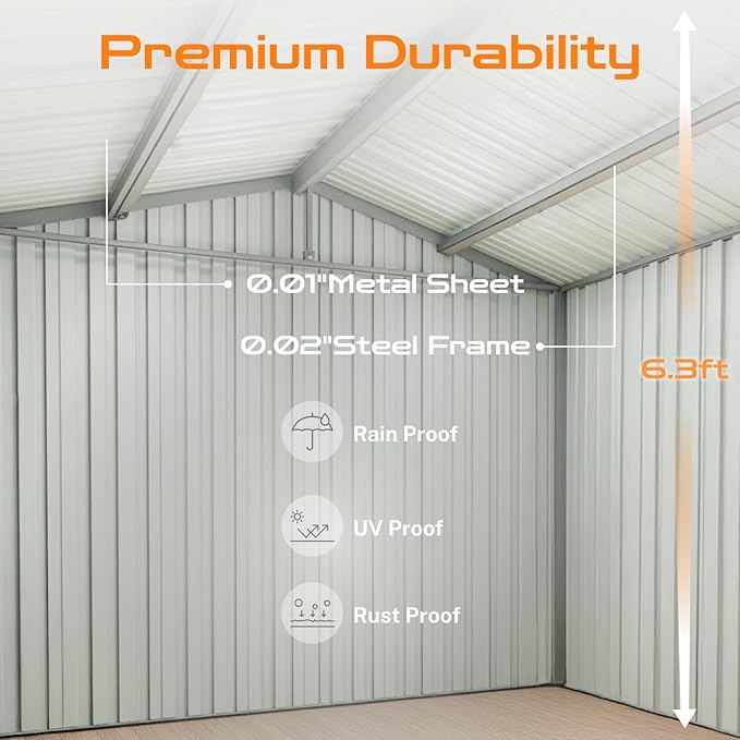 6 x 4 FT Outdoor Storage Metal Shed, Bike Garden Tool Shed with Slooping Roof, Lockable Doors and Aluminum Frames, Shed Easy to Assemble for Garden, Patio, Lawn, Green