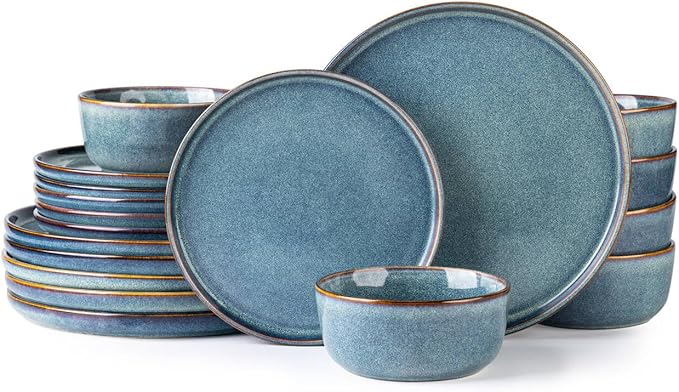 AmorArc Ceramic Dinnerware Sets for 4,Round Reactive Glaze Stoneware Plates and Bowls Set,Highly Chip and Crack Resistant Dishware | Dishwasher & Microwave Safe Dishes Set,Service for 8 (24pc)