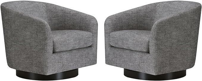 CHITA Swivel Accent Chair, FSC Certified Upholstered Fabric Barrel Chair for Living Room Set of 2, Fully Assembled, Pebble Grey