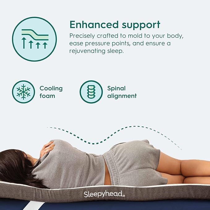 Sleepyhead Twin 3 Inch Gel Memory Foam Mattress Topper for College Dorm – Thick, Cooling & Comfortable Mattress Pad with Washable Cover – Dorm Room Essentials for College Students (Twin 3")