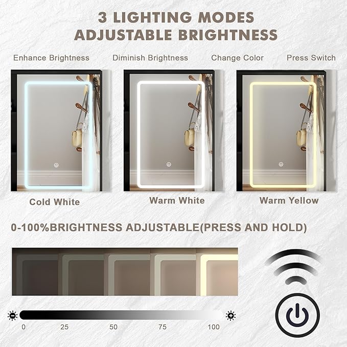 Hadulcet Vanity Desk with Mirror and Lights, LED Vanity with Power Outlet, Makeup Vanity with 2 Drawers, 10 Storage Shelves and Acrylic Door Cabinet for Bedroom Dressing Room, 43" Black