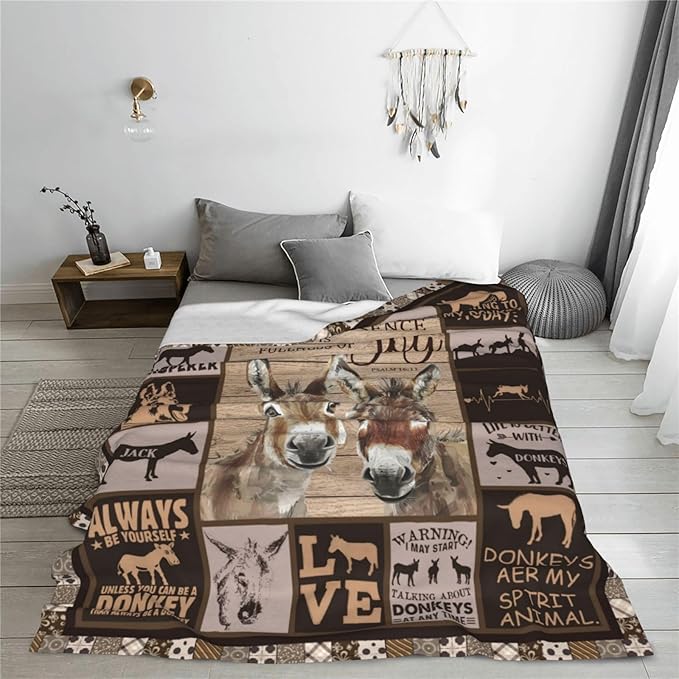 Donkey Blanket Donkeys Throw Blanket Soft Fleece Flannel Bedding Donkey Gifts for Men Boys Women Girls Lovers Adults Stuff Plush for Couch Sofa Bed Room Decor 40"X50"