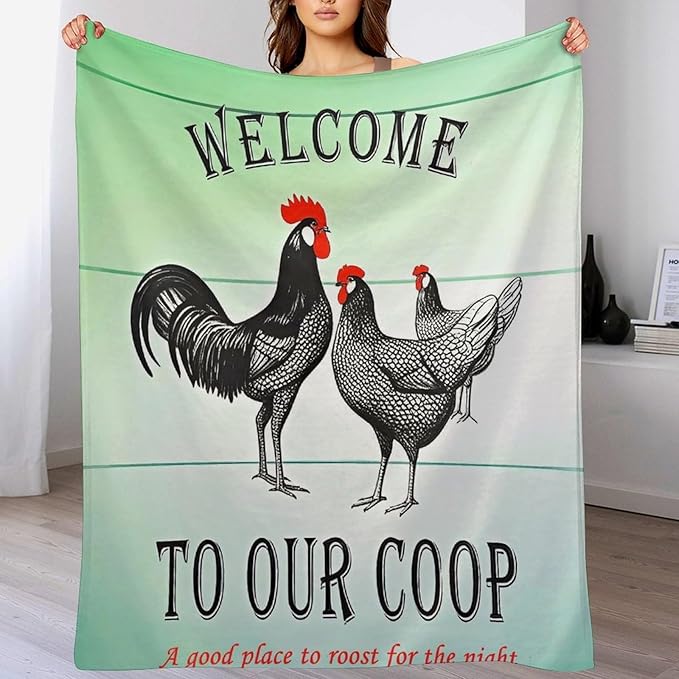 Welcome to Our Coop Chicken Funny Blanket Warm Soft Gifts for Family Friends Brother Sister 130x150cm(50x60in)