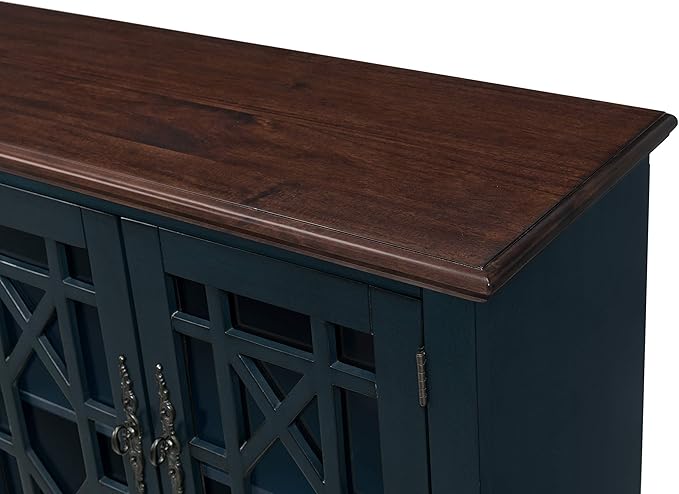 Martin Svensson Home Palisades TV Stand, 63" W x 35" H, Catalina Blue with Coffee Top