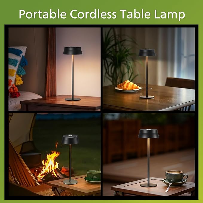 Philips Cordless Table Lamp, Portable Outdoor LED Desk Light,Rechargeable Battery Operated, 2 Adjustable Height, Touch Control & 3 Color Stepless Dimming, Waterproof Lamps for Restaurant/Bedroom