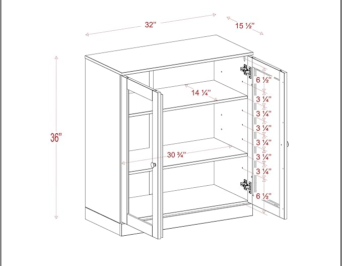 Palace Imports Solid Wood Bookcase - Floor Standing Bookshelf - 32” W - Display Furniture, Renewable 100% Eco-Friendly Wood, Made in Brazil (White, Clear Glass Doors | 3-Shelf Short Bookcase)